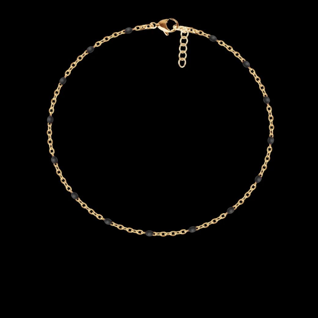 Bransoletka 16+5 cm, czarna emalia, pozłacana^Lilou Online