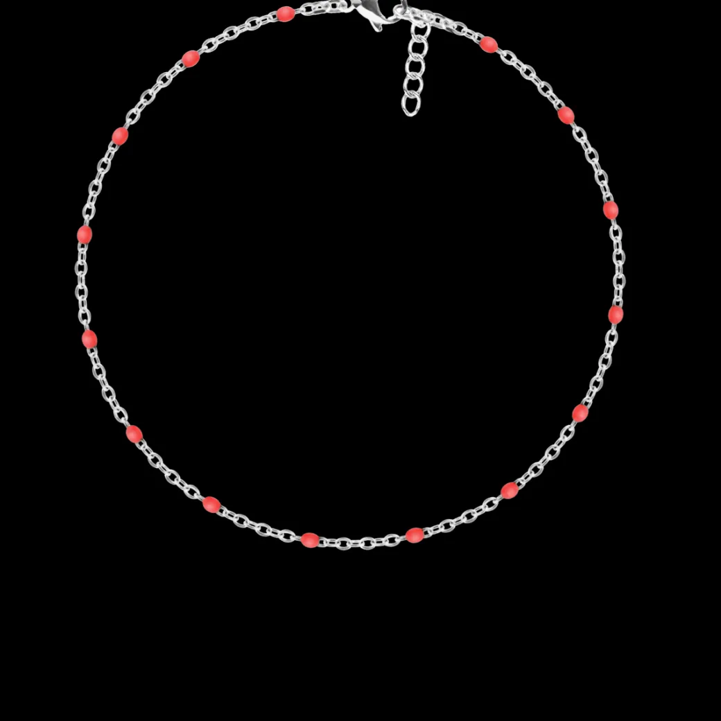 Bransoletka 16+5 cm, czerwona emalia, posrebrzana^Lilou Sale