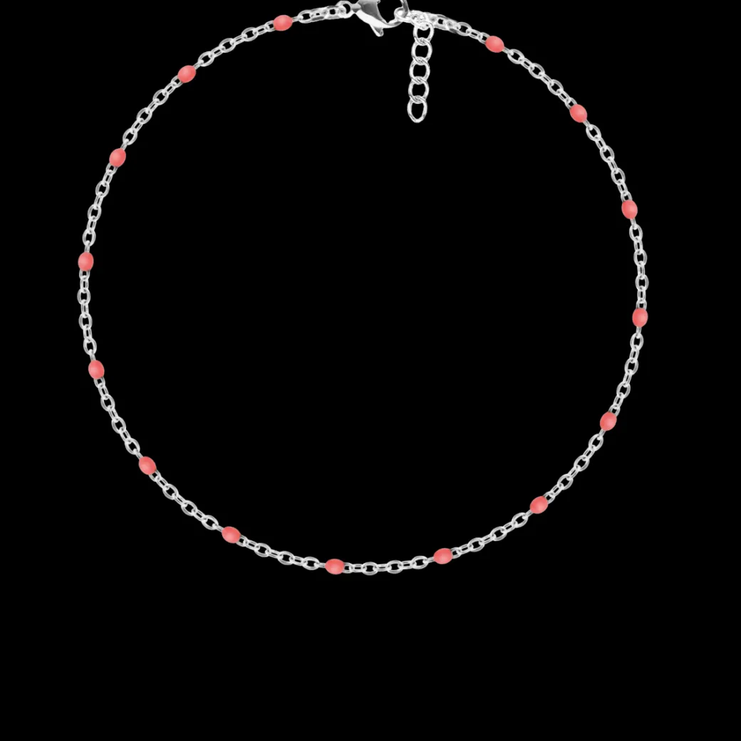 Bransoletka 16+5 cm, koralowa emalia, posrebrzana^Lilou Outlet