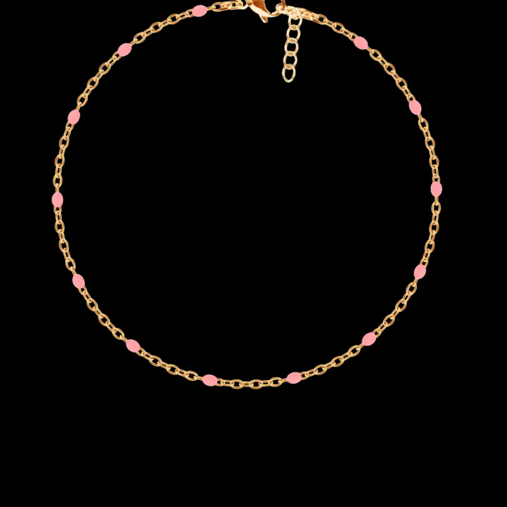 Bransoletka 16+5 cm, różowa emalia, pozłacana^Lilou Outlet