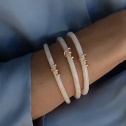 Bransoletka Forza z kremowej żywicy, pozłacana^Lilou Fashion