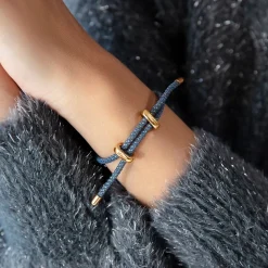 Bransoletka Liana w kolorze jeansowym ze złotą nitką^Lilou Discount
