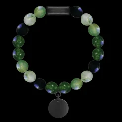 Bransoletka męska z kamieni agat 0,8 cm z medalikiem^Lilou Clearance