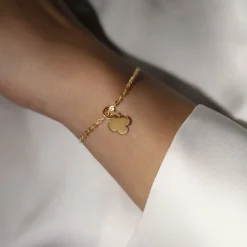Bransoletka z koniczyną 1 cm ze złota próby 585^Lilou Fashion