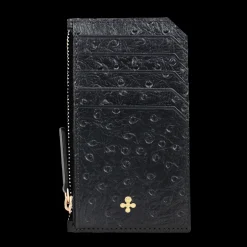 Card holder czarny we wzór skóry strusia z wytłoczoną koniczyną^Lilou Sale