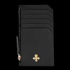 Card holder skórzany gładki w kolorze czarnym pozłacany^Lilou Fashion