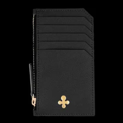 Card holder skórzany gładki w kolorze czarnym pozłacany^Lilou Fashion