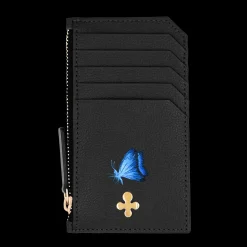 Card holder skórzany gładki w kolorze czarnym pozłacany^Lilou Fashion