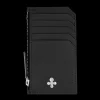 Card holder skórzany gładki w kolorze czarnym srebrny^Lilou Discount