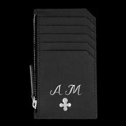 Card holder skórzany gładki w kolorze czarnym srebrny^Lilou Discount