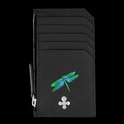 Card holder skórzany gładki w kolorze czarnym srebrny^Lilou Discount