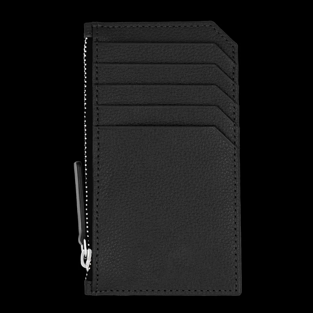 Card holder skórzany gładki w kolorze czarnym srebrny^Lilou Discount