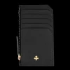 Card holder skórzany gładki w kolorze czarnym z wytłoczoną koniczyną^Lilou Online