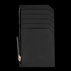 Card holder skórzany gładki w kolorze czarnym z wytłoczoną koniczyną^Lilou Online