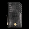 Card holder skórzany w kolorze czarnym pozłacany^Lilou Clearance