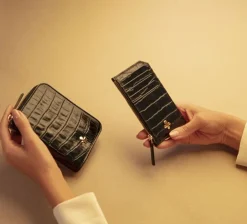 Card holder skórzany w kolorze czarnym pozłacany^Lilou Clearance