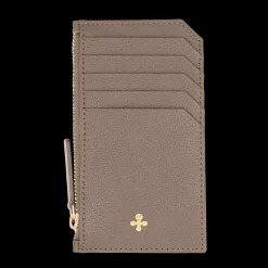 Card holder skórzany w kolorze mocca z wytłoczoną koniczyną^Lilou Hot