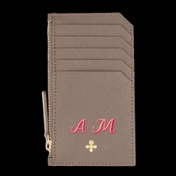 Card holder skórzany w kolorze mocca z wytłoczoną koniczyną^Lilou Hot