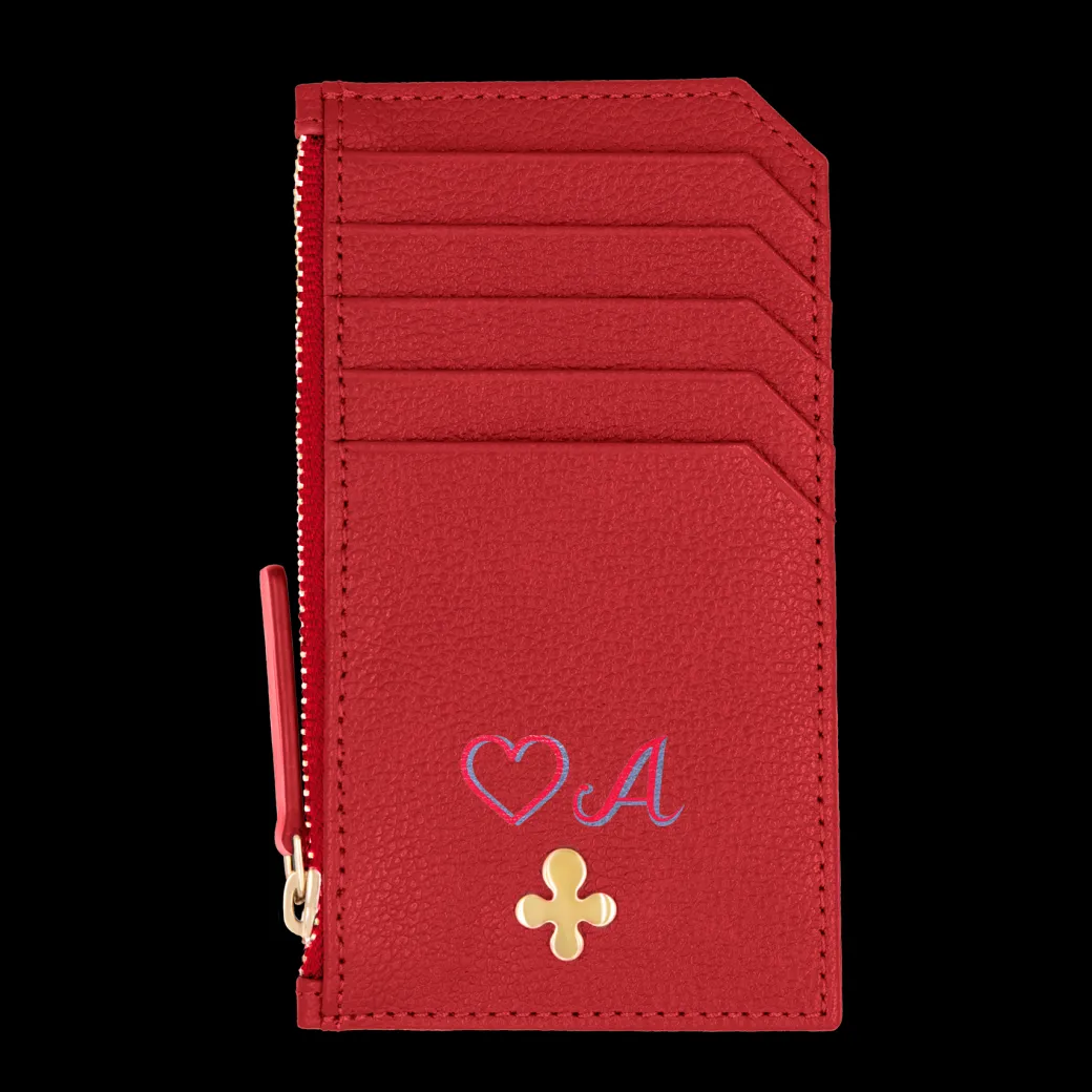 Card holder skórzany w kolorze czerwonym^Lilou Discount