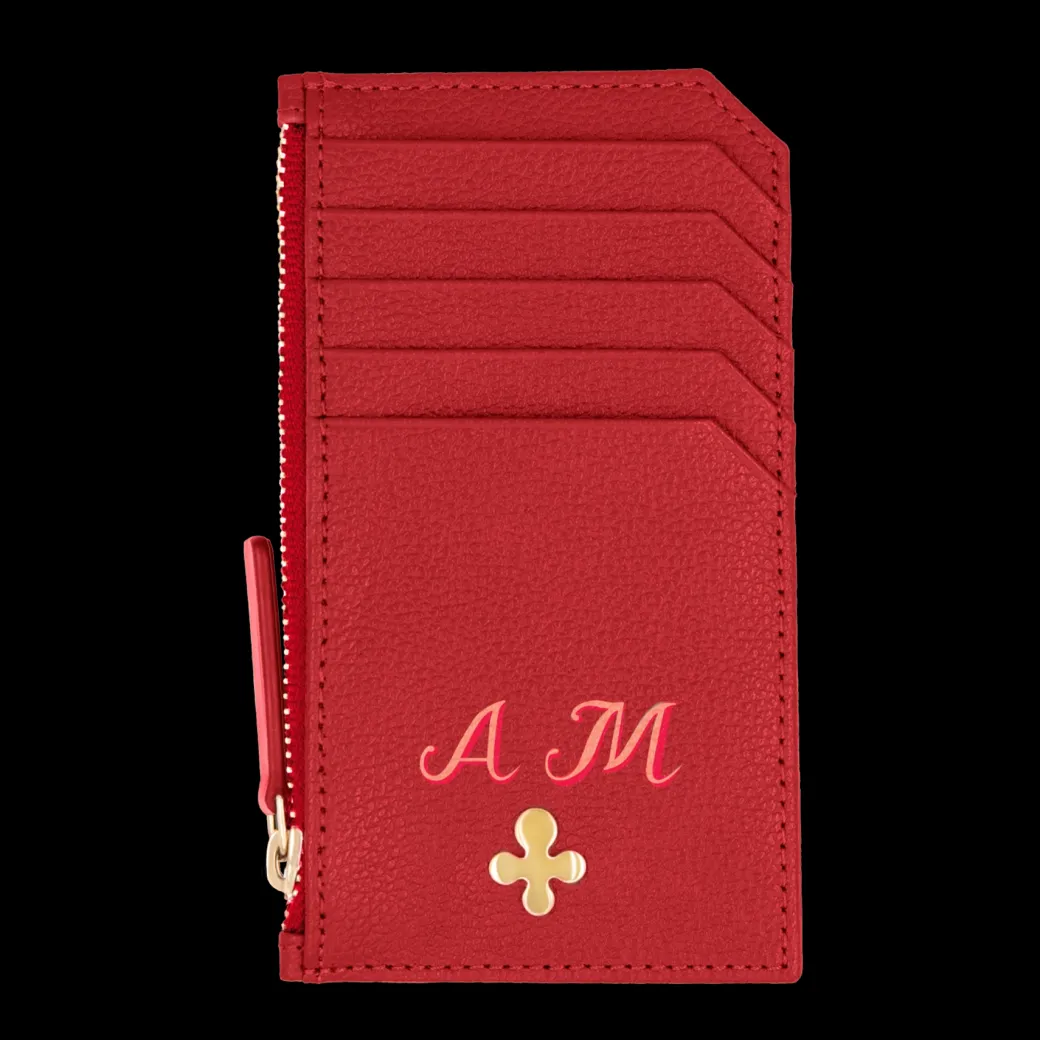 Card holder skórzany w kolorze czerwonym^Lilou Discount