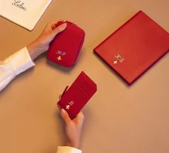 Card holder skórzany w kolorze czerwonym^Lilou Discount