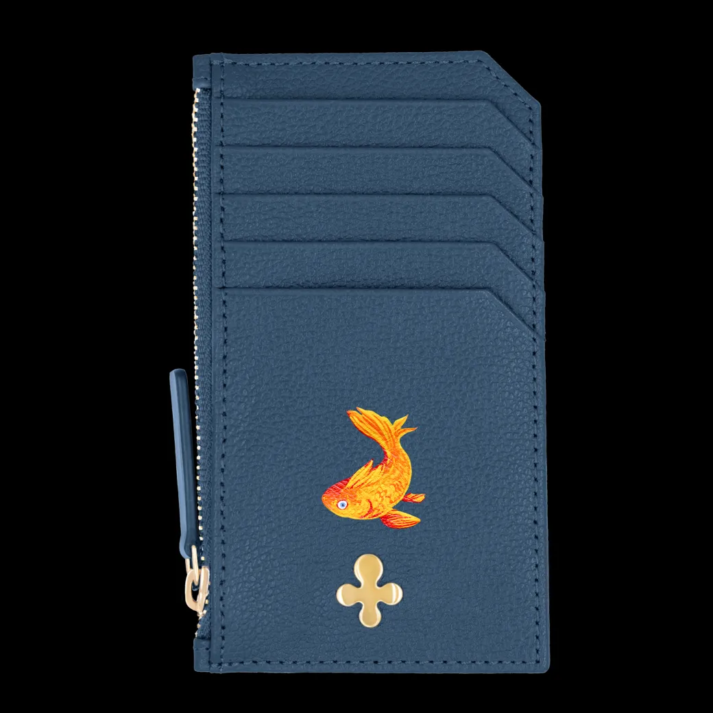 Card holder skórzany w kolorze granatowym^Lilou Fashion