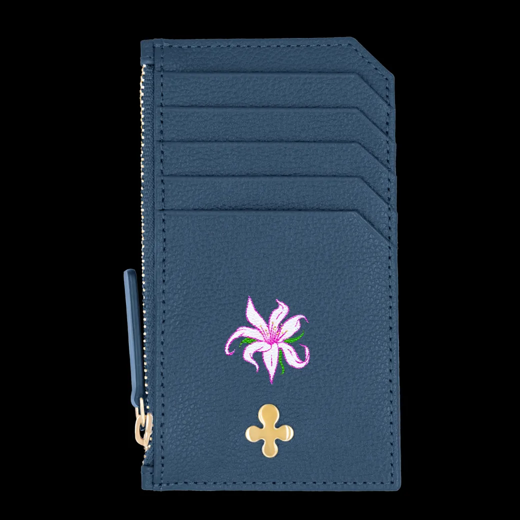 Card holder skórzany w kolorze granatowym^Lilou Fashion