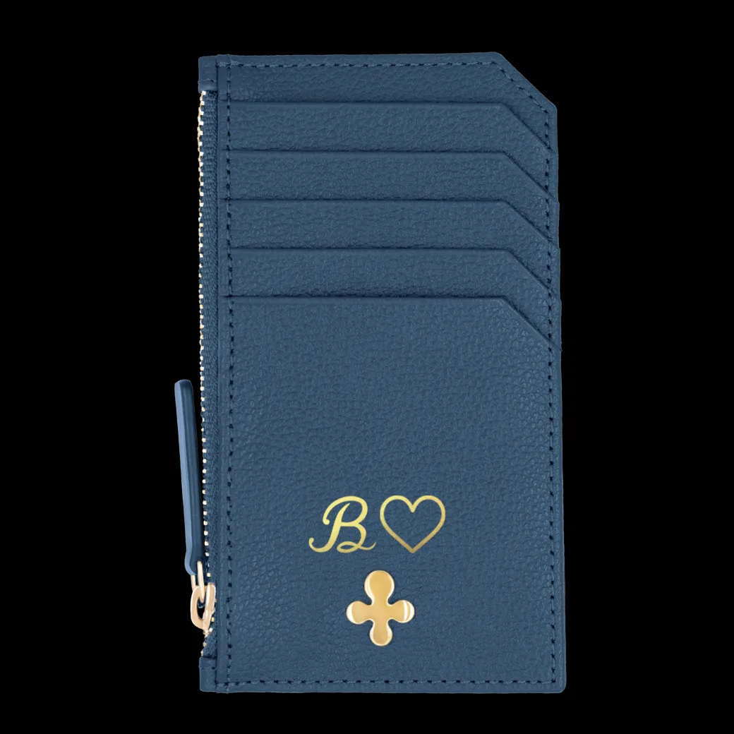 Card holder skórzany w kolorze granatowym^Lilou Fashion