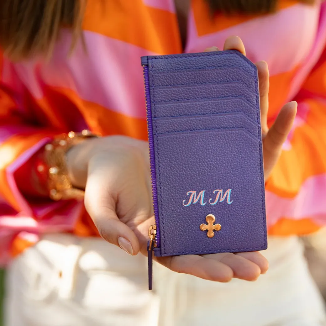 Card holder skórzany w kolorze fioletowym^Lilou Clearance