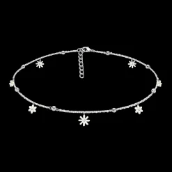 Choker Flowers posrebrzany z niezapominajkami z masy perłowej^Lilou Discount