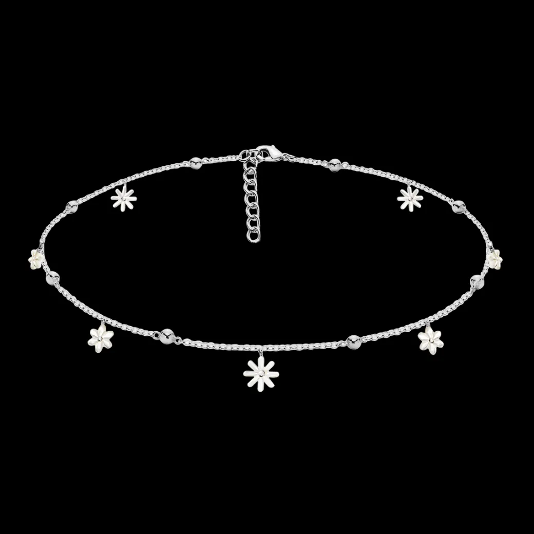Choker Flowers posrebrzany z niezapominajkami z masy perłowej^Lilou Discount