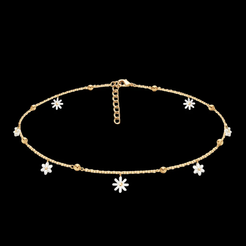 Choker Flowers pozłacany z niezapominajkami z masy perłowej^Lilou Hot