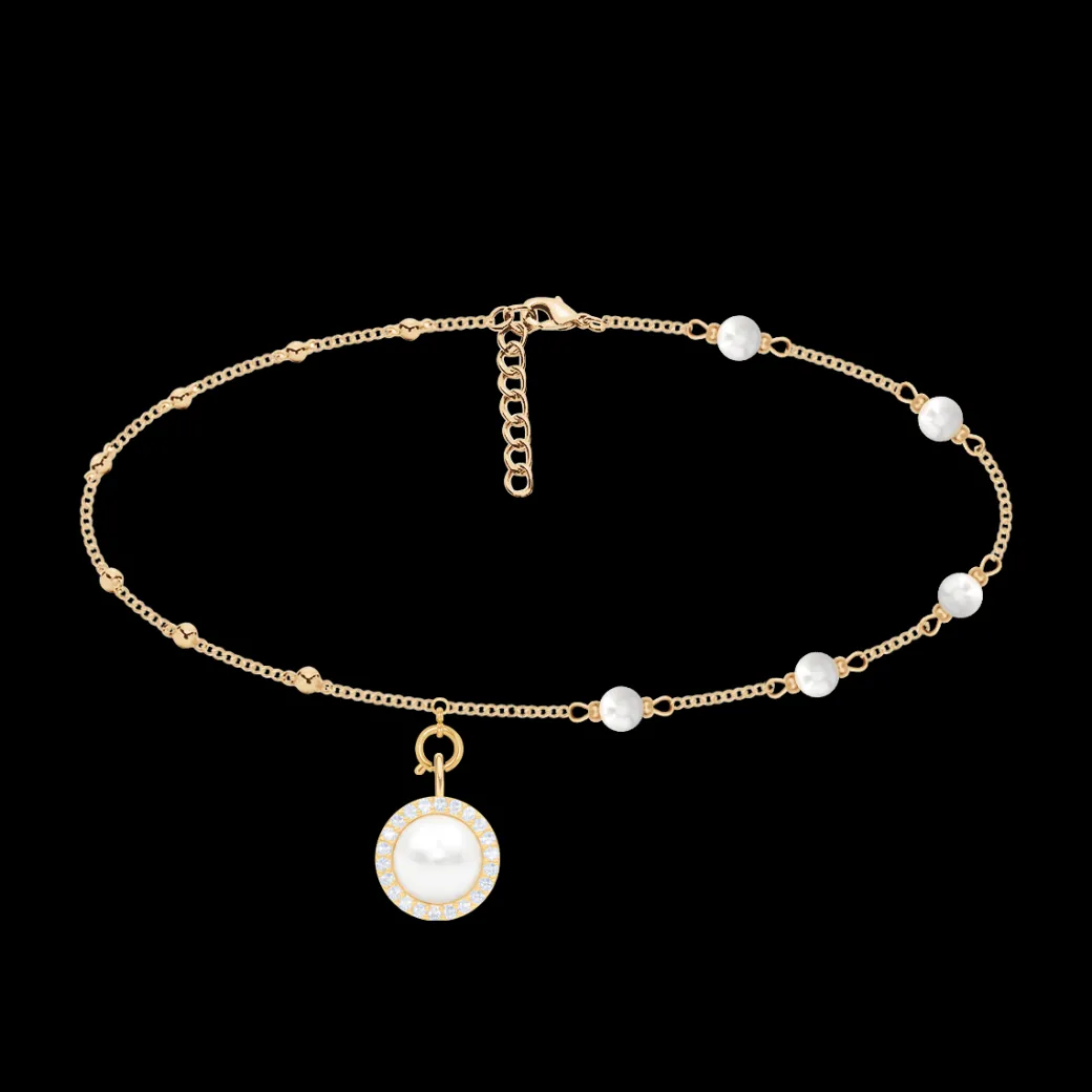 Choker Pearls pozłacany i zawieszka Cosmos z białą perłą no.2 pozłacana^Lilou Fashion