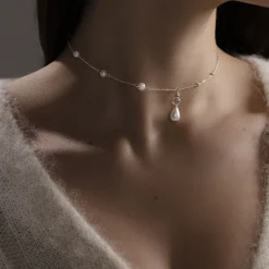 Choker z perłami z zawieszką Pearls posrebrzany^Lilou Online