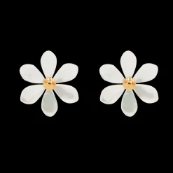 Kolczyki Flowers na sztyfcie pozłacane z niezapominajkami z masy perłowej^Lilou Outlet