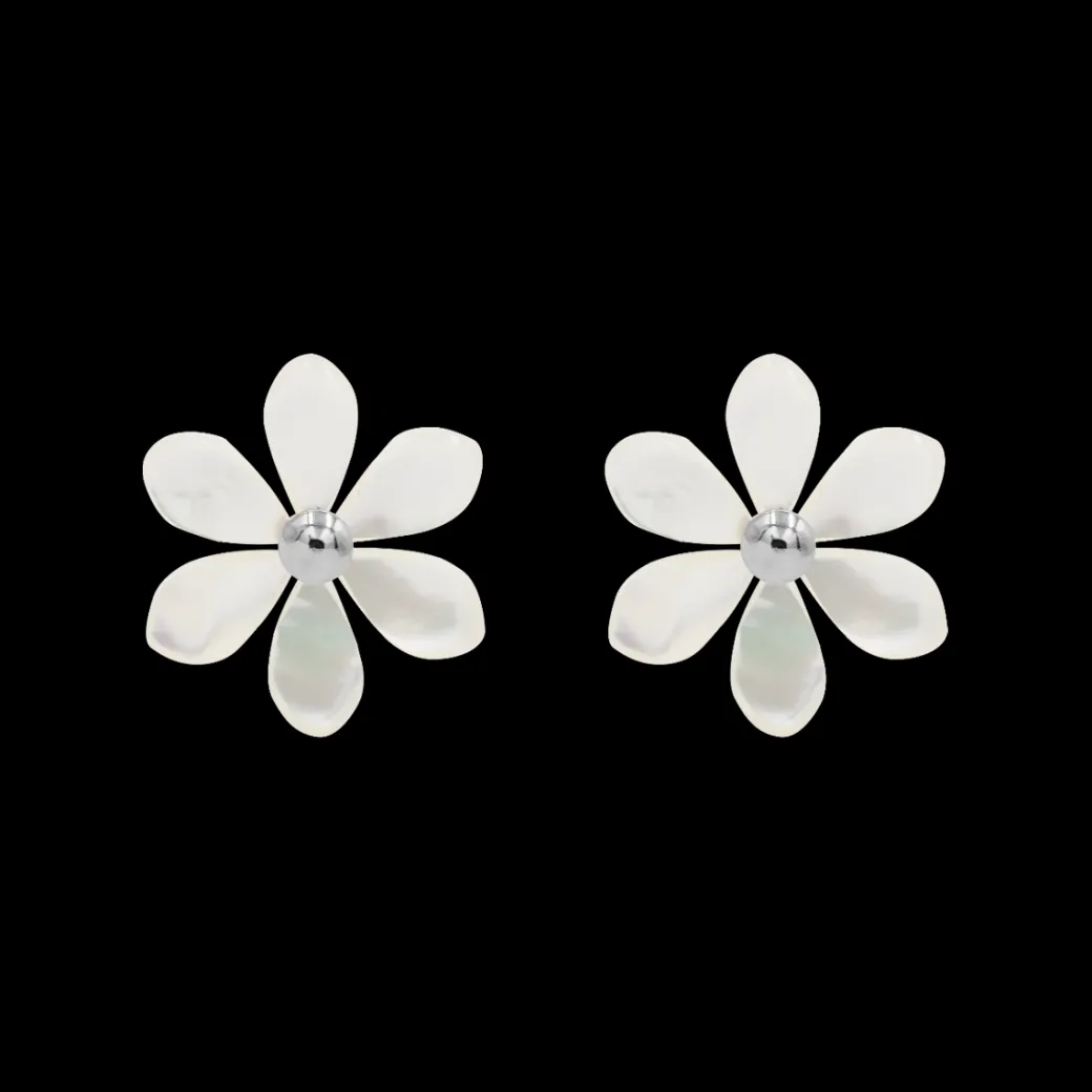 Kolczyki Flowers na sztyfcie posrebrzane z niezapominajkami z masy perłowej^Lilou New
