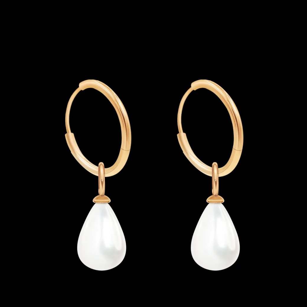 Kolczyki koła 1,4 cm z zawieszkami Pearls, pozłacane^Lilou Outlet