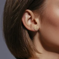 Kolczyki serca z białymi cyrkoniami pozłacane^Lilou Fashion