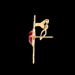 Kolczyki sztyfty ażurowe Icons z czerwonymi kryształami w kształcie serca pozłacane^Lilou Clearance