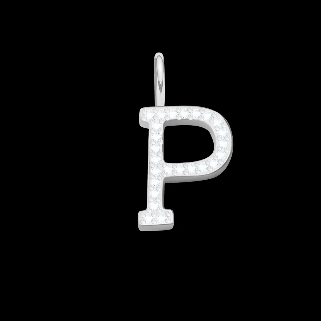 Literka P z cyrkoniami posrebrzana^Lilou Sale