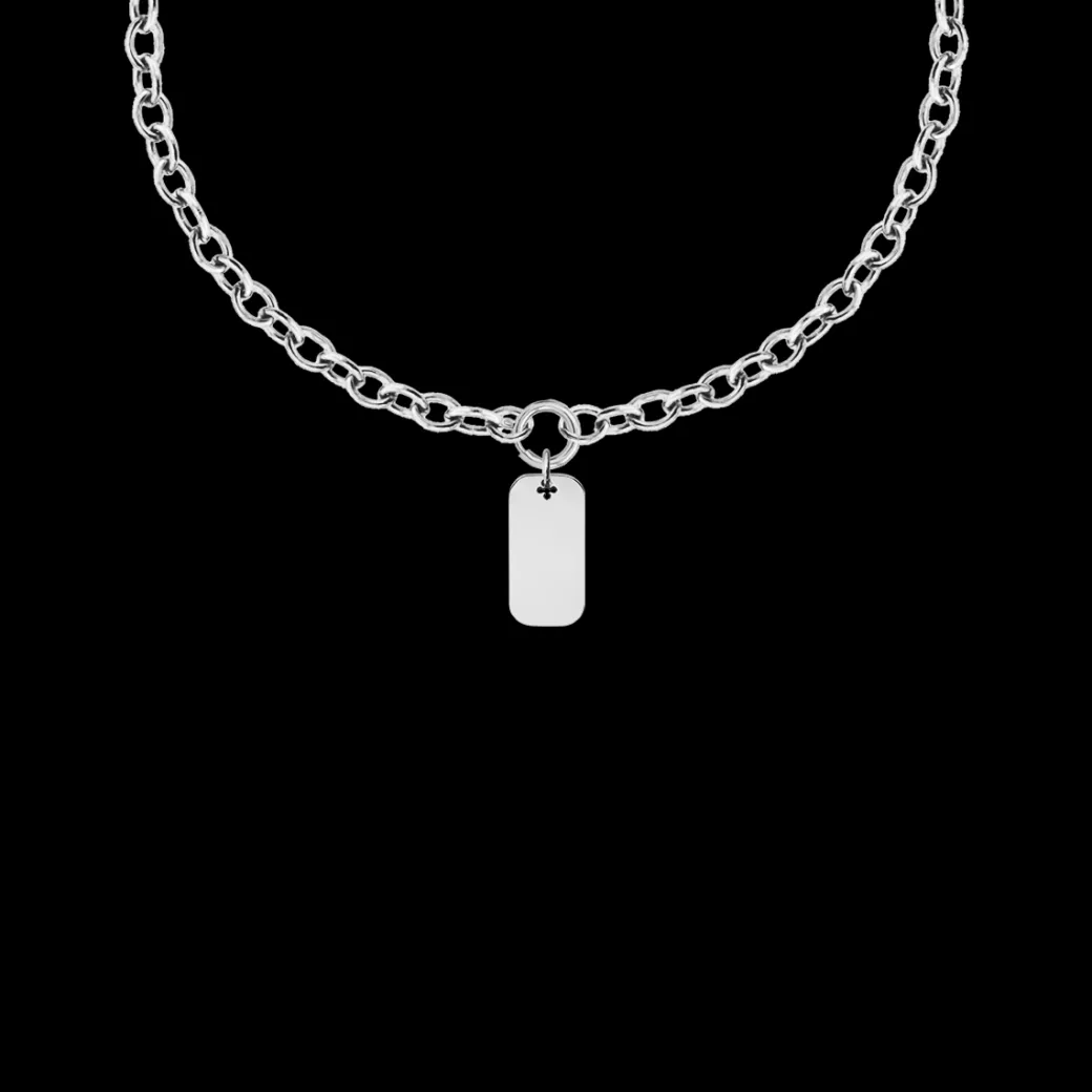 Naszyjnik Łańcuch No.1 z posrebrzanym Nieśmiertelnikiem 2,4 cm^Lilou Outlet