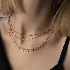 Naszyjnik Margot z czarną emalią pozłacany^Lilou Discount
