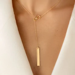 Naszyjnik nieskończoność z blaszką ze złota próby 585 z diamentem (48 cm)^Lilou Online