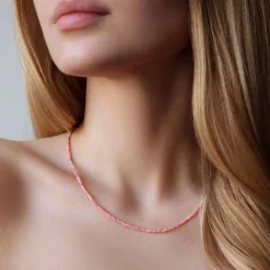 Naszyjnik z kamieni różowy opal pozłacany^Lilou Discount