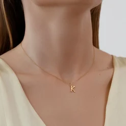 Naszyjnik z literką K ze złota próby 585 z diamentem^Lilou Sale