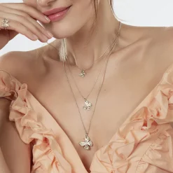 Naszyjnik z zawieszką Papillon 1 cm na cienkim klasycznym łańcuszku posrebrzany^Lilou Fashion