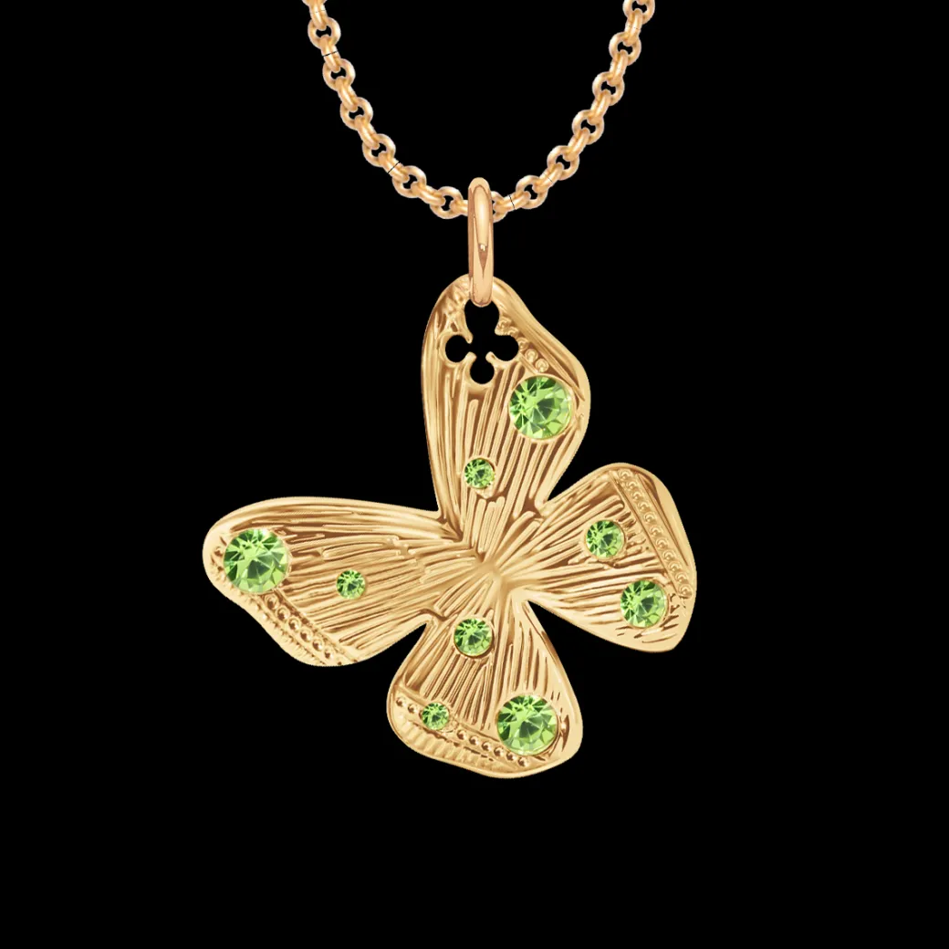 Naszyjnik z zawieszką Papillon 2 cm na cienkim klasycznym łańcuszku pozłacany^Lilou Fashion