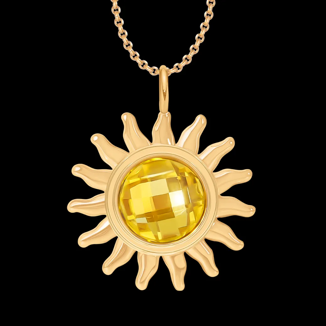 Naszyjnik z zawieszką Soleil 2,2 cm, pozłacany^Lilou Outlet