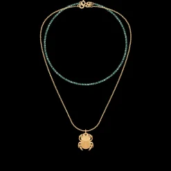 Naszyjnik ze Skarabeuszem i choker Earth z naturalnych kamieni^Lilou Discount