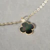 Naszyjnik ze złota próby 585 z koniczyną 1,5 cm z ciemną masą perłową^Lilou New